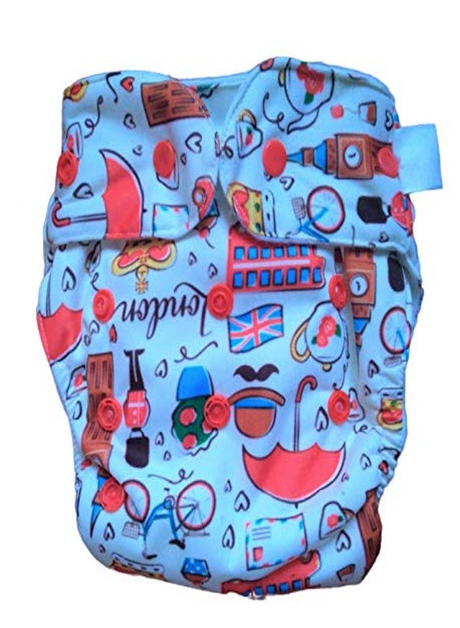 Kika Reusable Cloth Diapers For Babies Washable Cloth Diapers With Two Super Absorbing Inserts Waterproof Diaper Adjustable Size Diaper For New Born Baby (KiKA-London-01) - Image 1