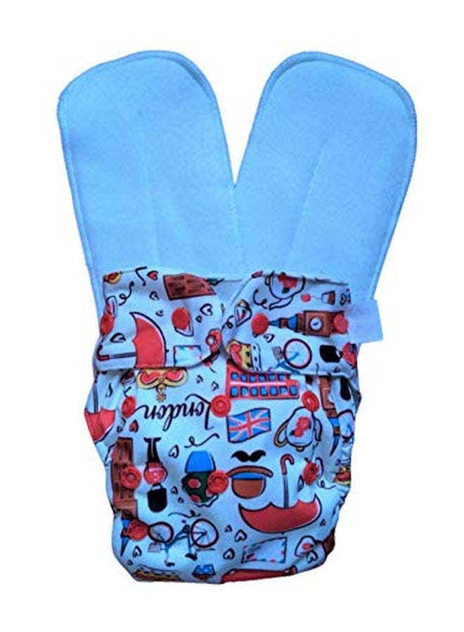 Kika Reusable Cloth Diapers For Babies Washable Cloth Diapers With Two Super Absorbing Inserts Waterproof Diaper Adjustable Size Diaper For New Born Baby (KiKA-London-01) - Image 2