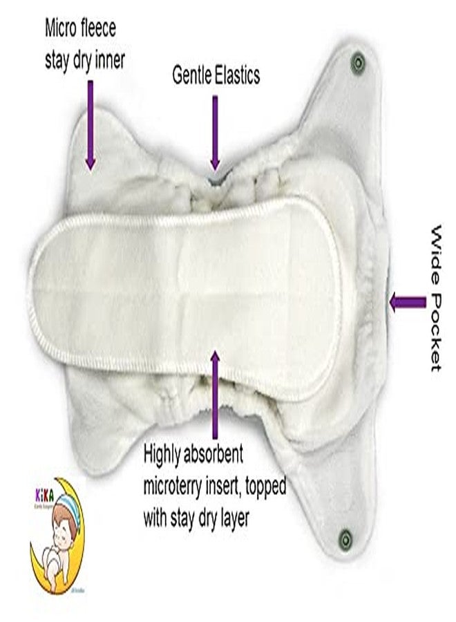 Kika Reusable Cloth Diapers For Babies Washable Cloth Diapers With Two Super Absorbing Inserts Waterproof Diaper Adjustable Size Diaper For New Born Baby (KiKA-London-01) - Image 4