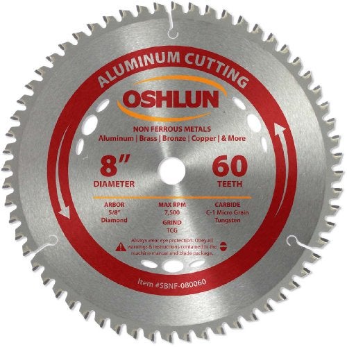 Oshlun SBNF-080060 8-Inch 60 Tooth TCG Saw Blade with 5/8-Inch Arbor (Diamond Knockout) for Aluminum and Non Ferrous Metals - Image 1