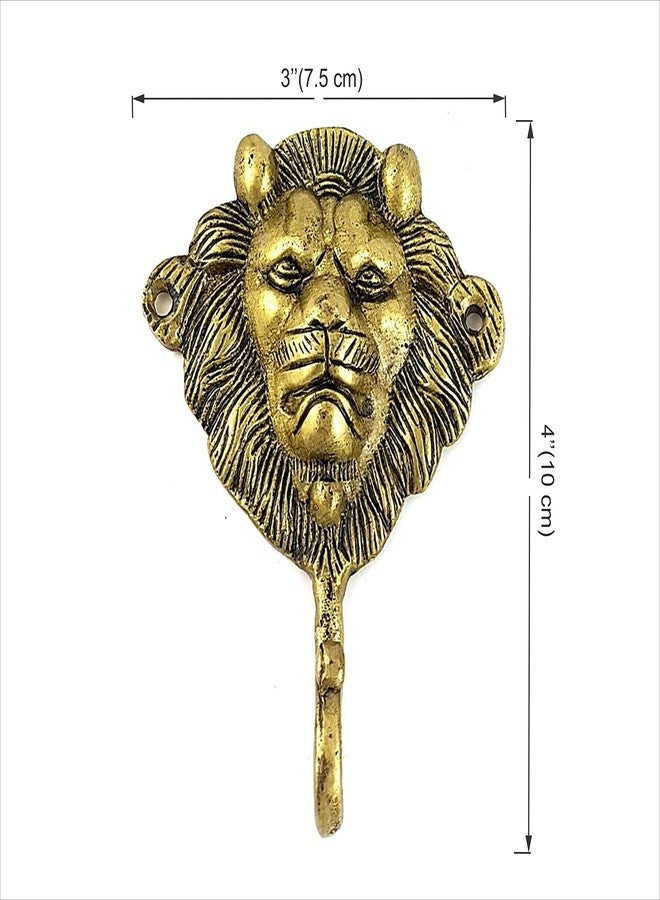 Two Moustaches Brass Lion Face Key Hook/Holder, Standard, Antique Yellow, 2 Piece - Image 3