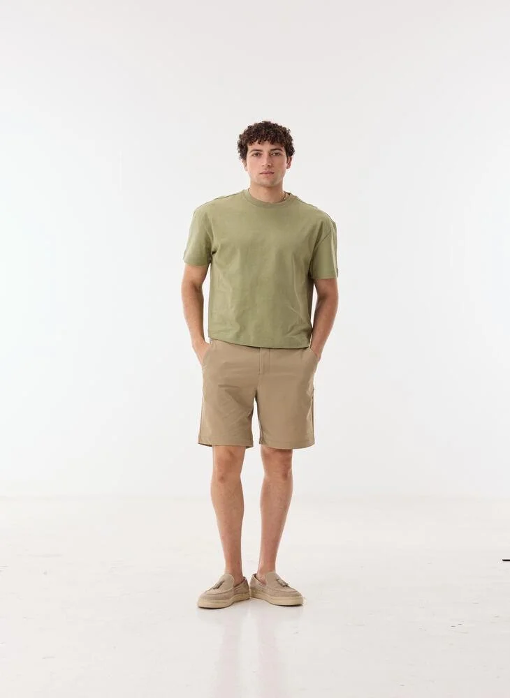 أشيتا فرنانديز Evanor Men’s Beige Cotton Blend Shorts – Relaxed Fit, Knee Length, Lightweight Casual Wear