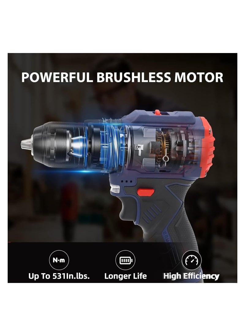 Bonai 24V Max Battery Operated Drill Machine with Integrated Torch, 2 Batteries, Accessory Set