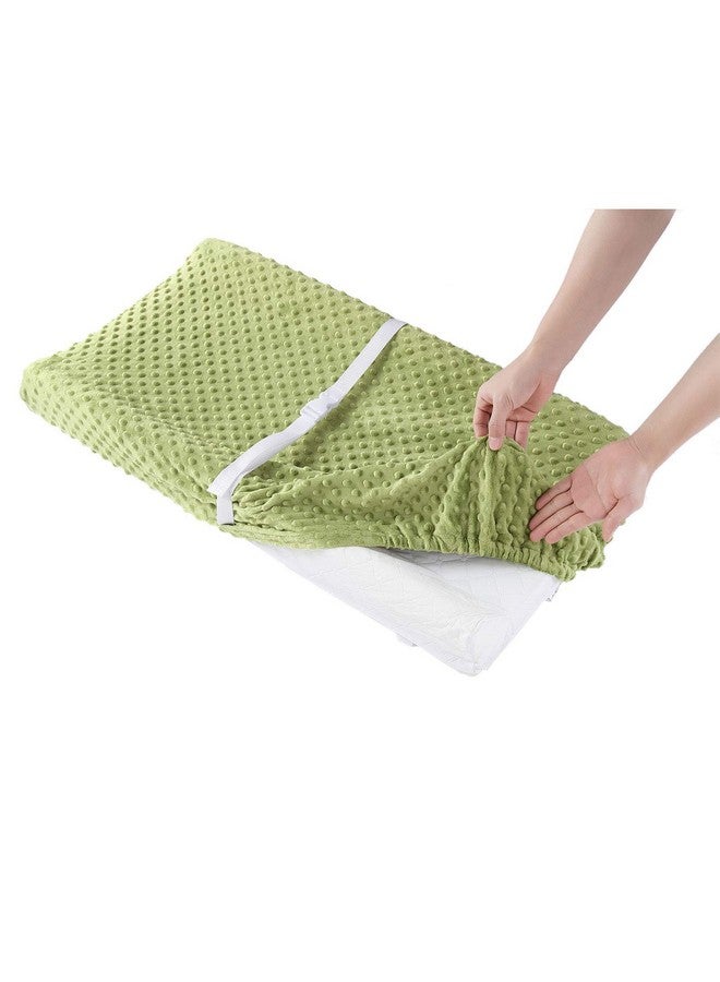 QUENESS Baby Changing Pad Cover, Super Soft Plush Dot Diaper Changing Table Covers for Baby Girls and Boys, Ultra Comfortable, Safe for Babies, Fit 32"/34'' x 16" Pad (Sage) - Image 3