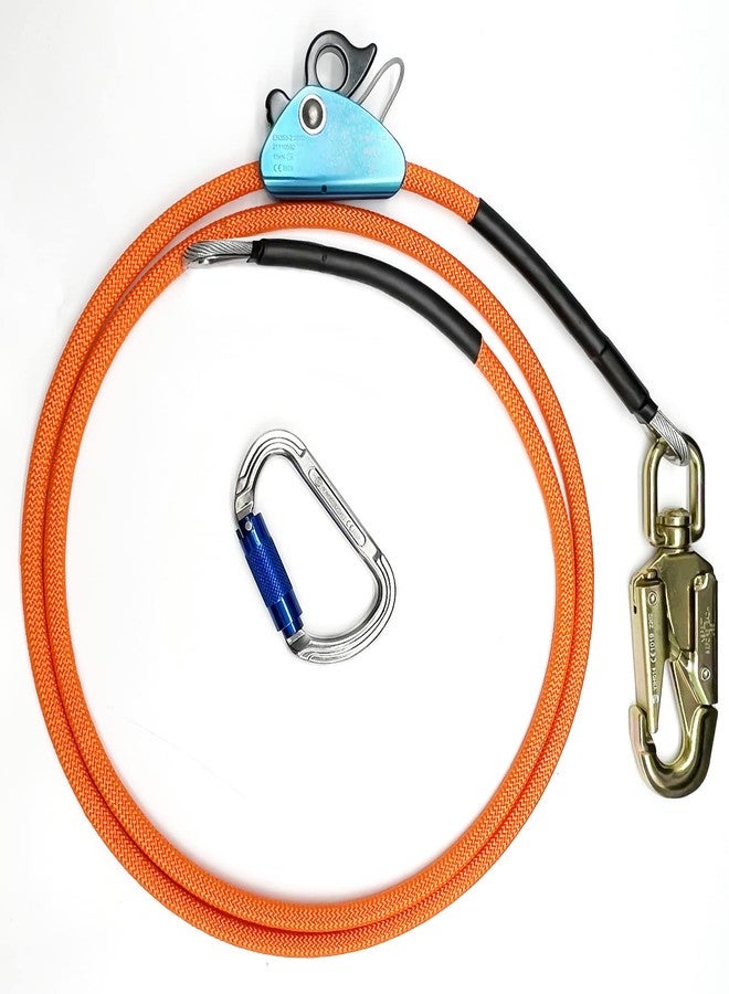 S.E.PEAK Flipline Kit, Steel Wire Core Climbing Kit, Climbing Harness, Adjustable Tree Lanyard W/carabeaner, Rope Grab, Steel Swivel Snap,for Fall Protection, Arborist,Tree Climbers (1/2x8ft,Orange) - Image 1