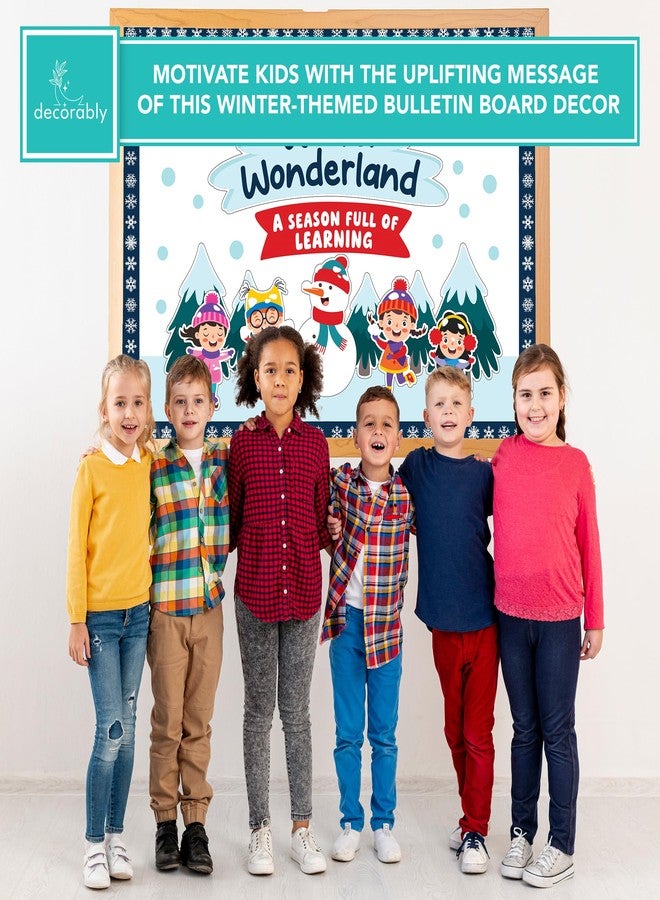 Decorably 65 Pcs Cutouts Inspirational Winter Wonderland Bulletin Board Decorations Set with Borders - Gloss-Laminated Cardstock for Classroom, School Hallways, Study Room - Image 5