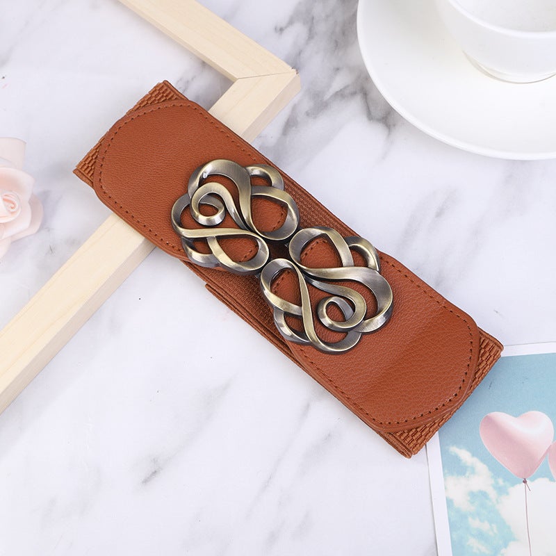 Ladies Elastic Waistband Fashion Belt for Coats CAMEL - Image 1