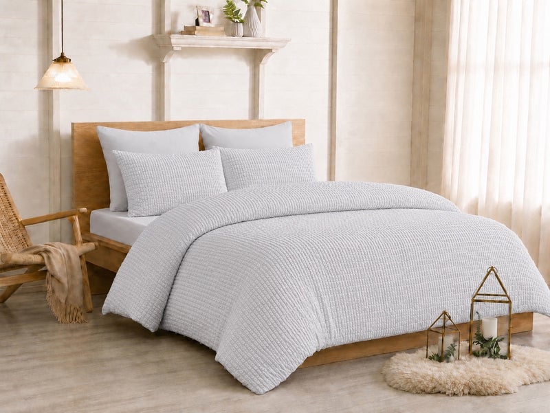 HOMETOPIA King Size 6 Piece Bedding Set Ultra Soft Lightweight Washed Fabric Pleated Design Breathable Cooling Comforter Set for AC Room - Image 3