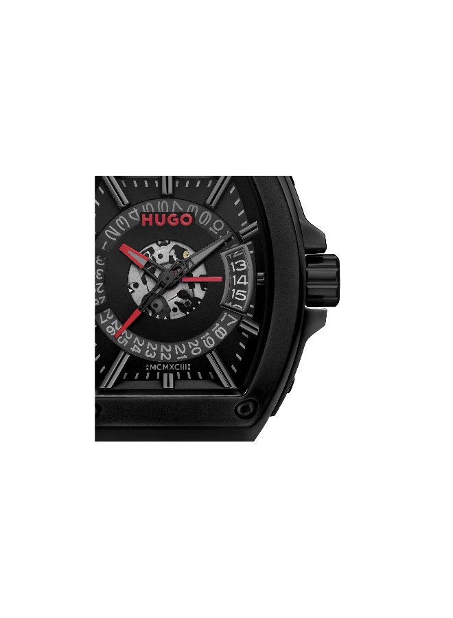 HUGO #HUGO ID Men's Quartz Watch with Black Dial and Black Silicone Strap - 1530436 - Image 4