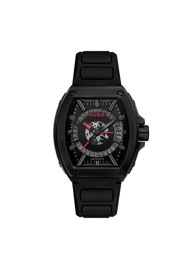 HUGO #HUGO ID Men's Quartz Watch with Black Dial and Black Silicone Strap - 1530436 - Image 2