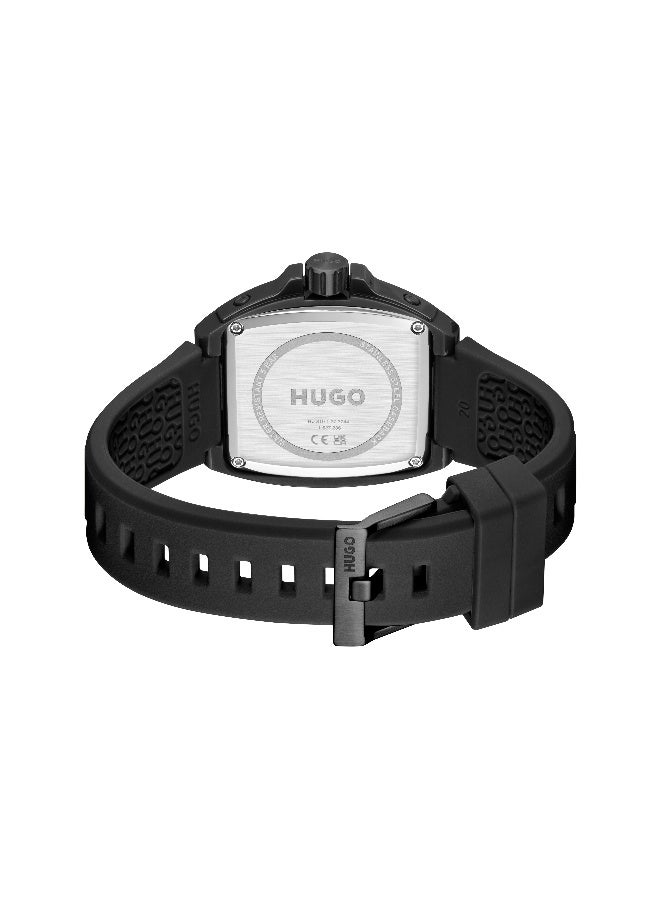 HUGO #HUGO ID Men's Quartz Watch with Black Dial and Black Silicone Strap - 1530436 - Image 3