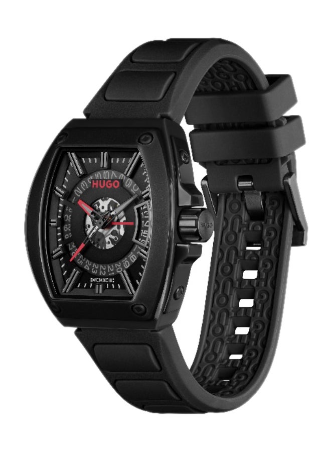 HUGO #HUGO ID Men's Quartz Watch with Black Dial and Black Silicone Strap - 1530436 - Image 1