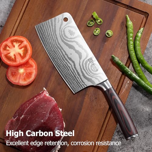 PAUDIN Cleaver Knife, Ultra Sharp Meat Cleaver 7 Inch, High Carbon Stainless Steel Butcher Knife with Wooden Handle, Chinese Cleaver for Meat Cutting Vegetable Slicing - Image 3