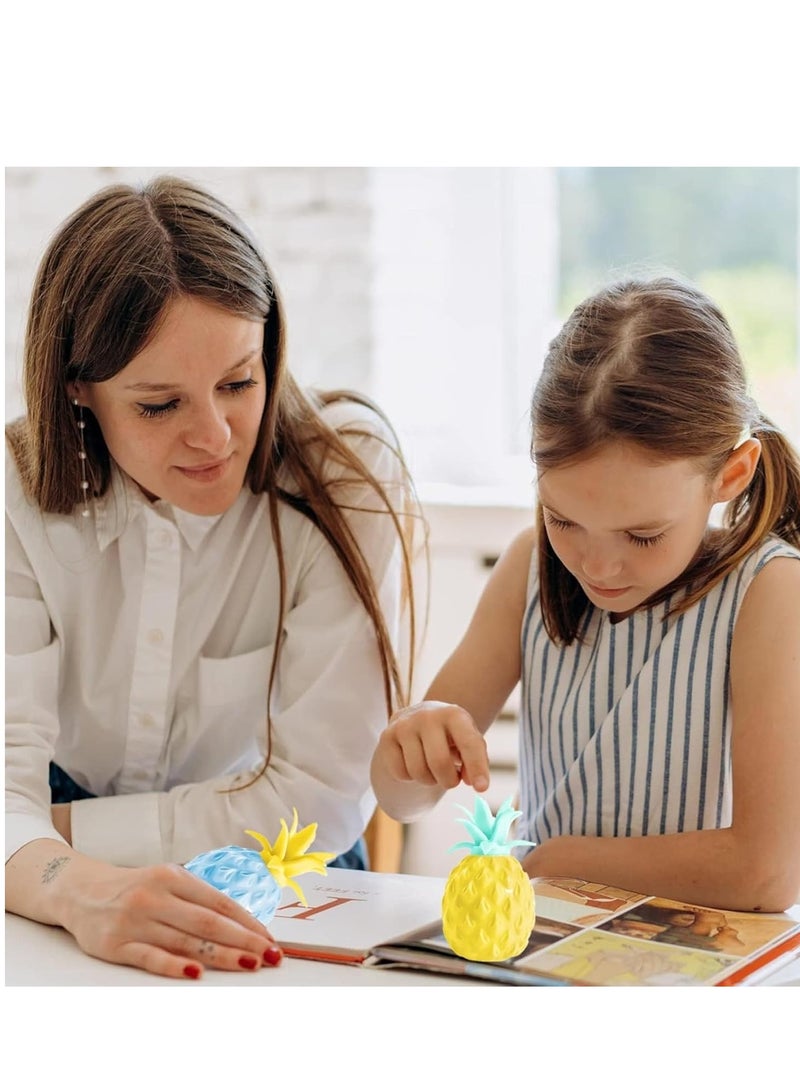 ARGT 4 قطع كرة ضغط أناناس – لعبة فidget للأطفال والبالغين، كرة ضغط لتخفيف التوتر والقلق، لعبة حسية للتوحد، ADHD، هدايا حفلات، لعبة فواكه قابلة للضغط، لعبة مضحكة معقدة (لون عشوائي) - Image 5