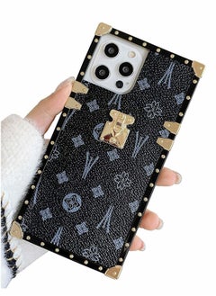 Y&D Leather Case for iPhone 12 Pro max, Shiny Shockproof Protective Metal Decoration Back Cover Cases Compatible 6.7 inch, Black  - Image 1