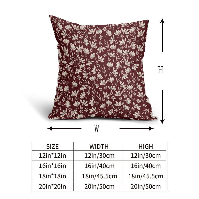 Aytipun Burgundy Pillow Covers 18x18 Set of 2 Vintage Floral Rustic Old Style Cute Flower Print Decorative Outdoor Pillowcases Seasonal Farmhouse Throw Cushion Case Decor for Couch Sofa Bed - Image 5
