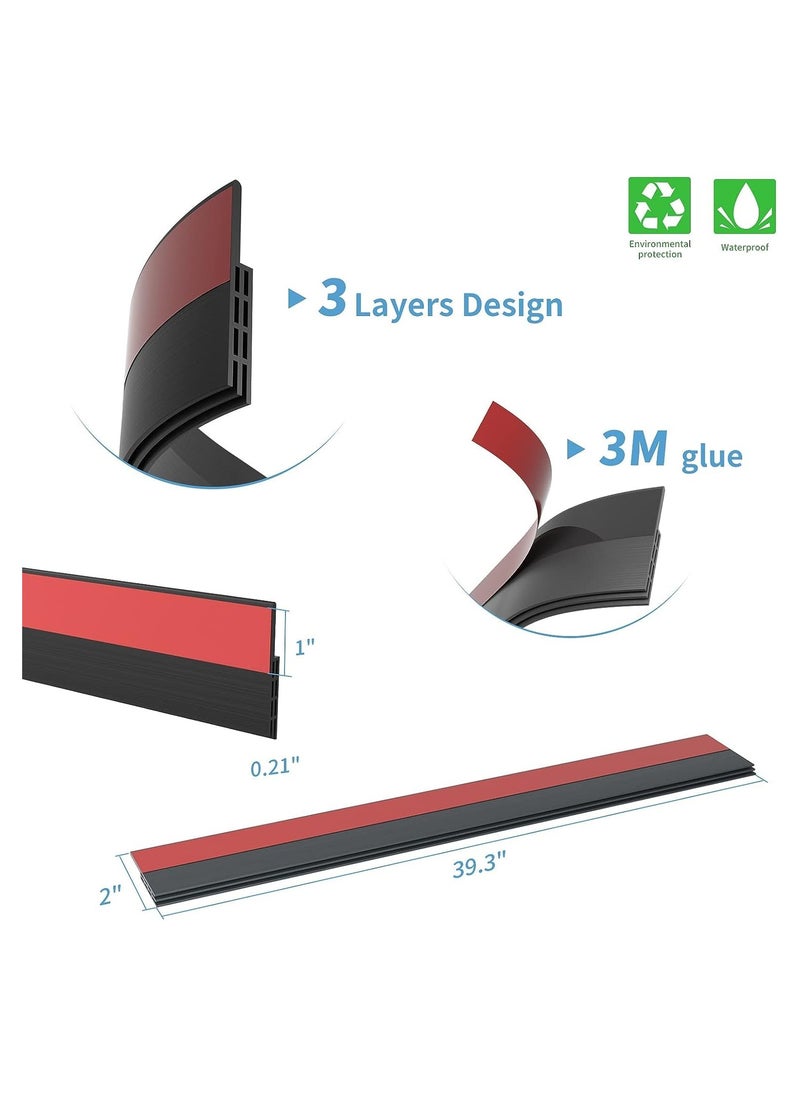 RION Door Draft Stopper, 120 cm Length Under Door Seal, Door Sweep for Exterior & Interior Doors, Door Bottom Draft Blocker Dust and Noise Insulation, Black  - Image 4