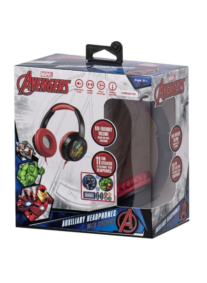 فولكانو سماعات رأس مبطنة AUX من Marvel Avengers مع ملصقات - Image 1