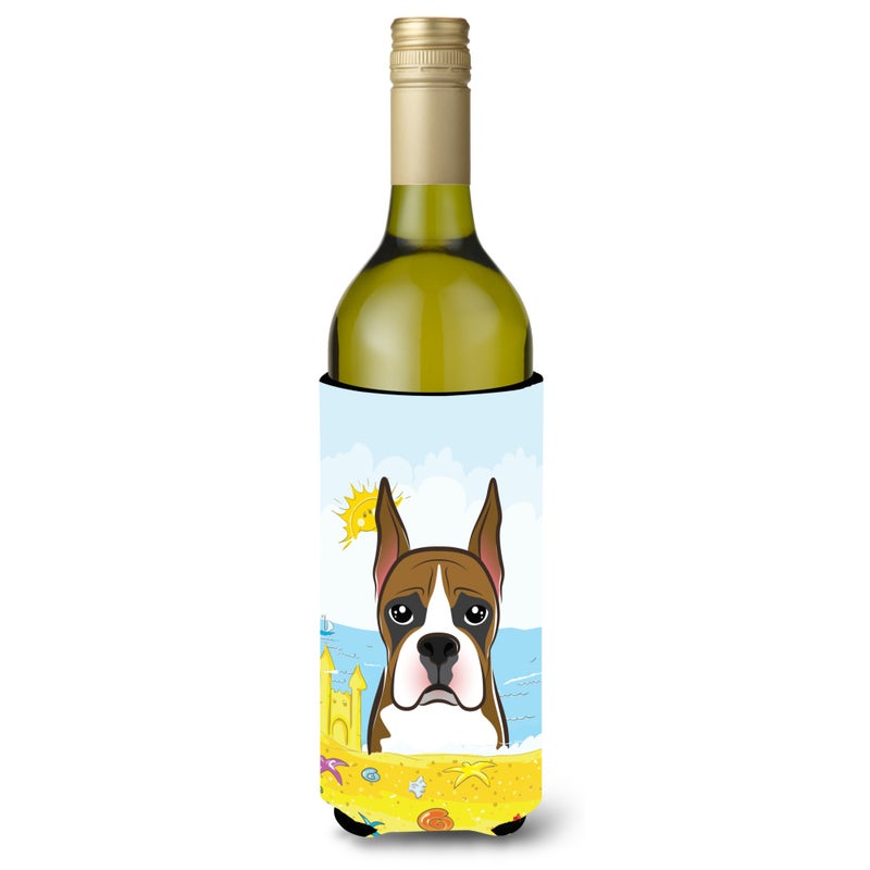 Caroline's Treasures ""Caroline's Treasures BB2091LITERK """"Boxer Summer Beach"""" Wine Bottle Hugger Koozie  750ml  Multicolor""