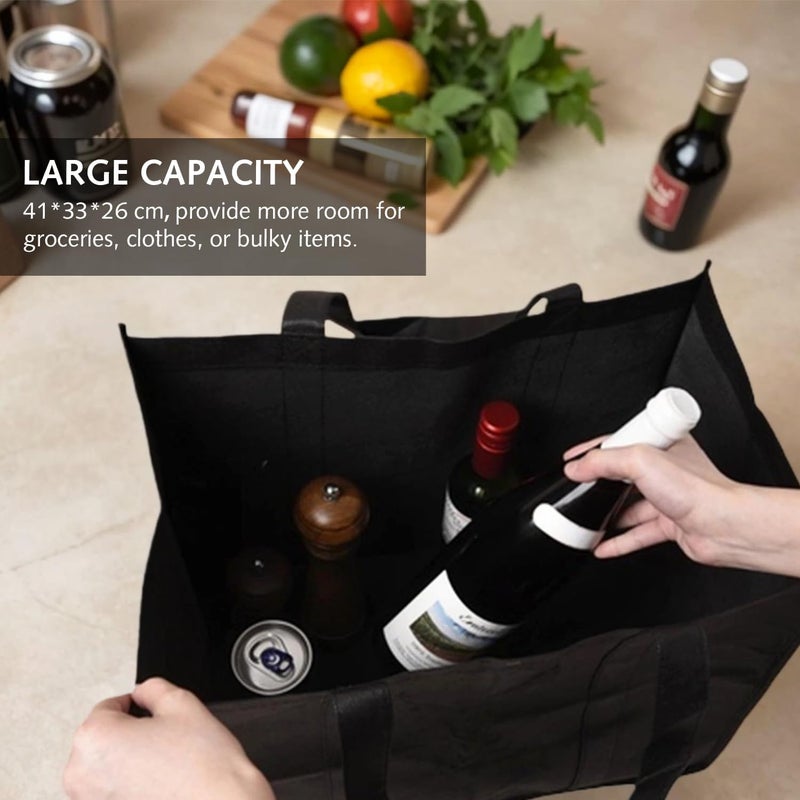 2Pack Shoppg Storage Bag, Reusable Grocery Large Capacity Shoppg Bag, Washable Foldable Extra Large Tote Bag for Shoppg Storage, Picnics, Beach, Travel Lightweight Foldable Shoppg Bag -Black - Image 5