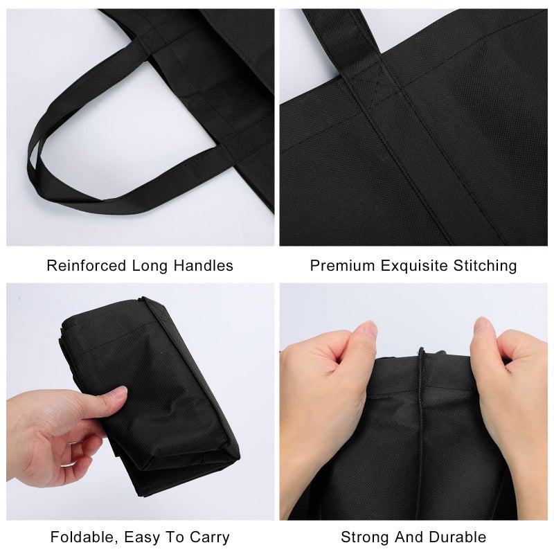 2Pack Shoppg Storage Bag, Reusable Grocery Large Capacity Shoppg Bag, Washable Foldable Extra Large Tote Bag for Shoppg Storage, Picnics, Beach, Travel Lightweight Foldable Shoppg Bag -Black - Image 2