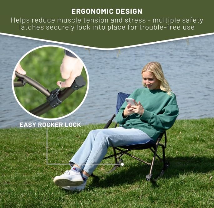 Timber Ridge Folding Rocking Camping Chair - Portable Outdoor Rocker Chair with Carry Bag - Supports 250 lbs - Image 3