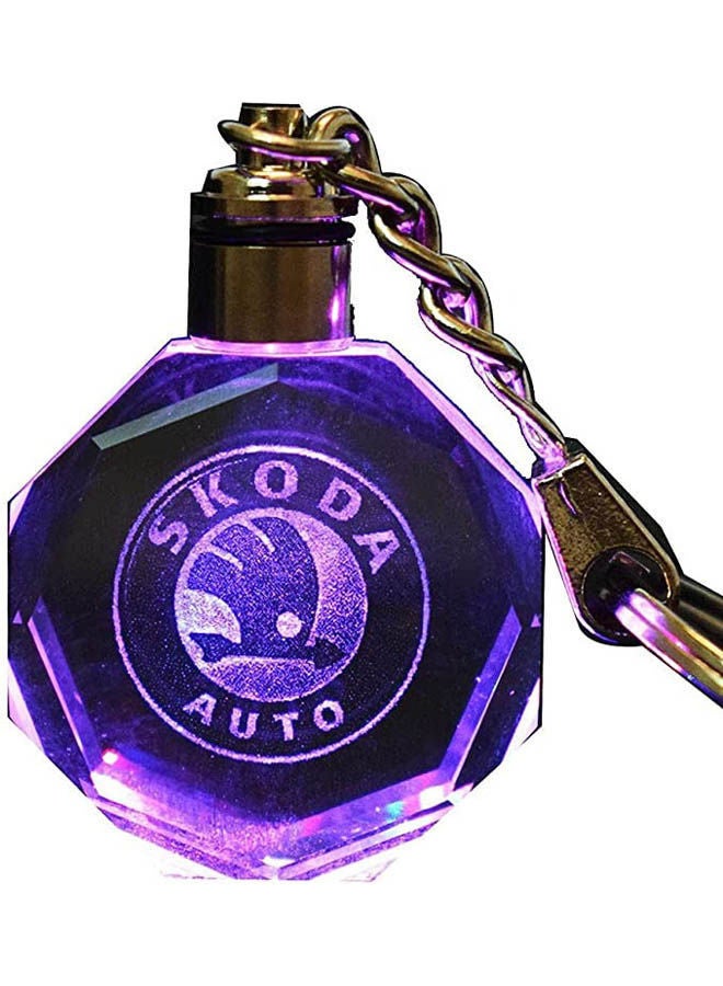 Loquat Scoda Car Logo Keychain With Changing Color Light Key Chain - Image 3