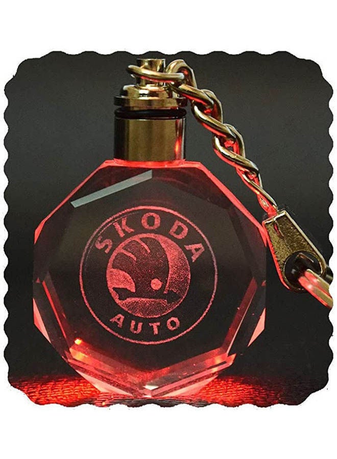 Loquat Scoda Car Logo Keychain With Changing Color Light Key Chain - Image 1