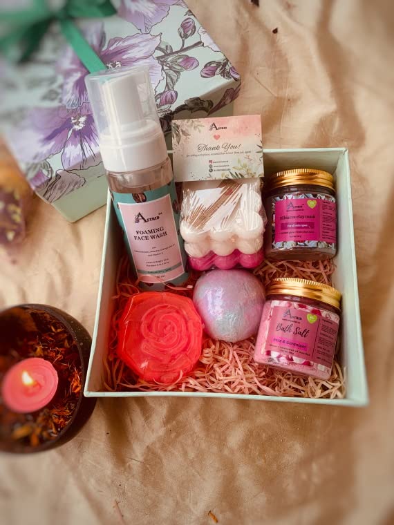 Astrid Bath Relaxation Hamper Diwali hamper Daily essentials6 pieces Gift Kit Skincare daily essentials hamper for Her and him Paraben and Sulphate free - Image 1