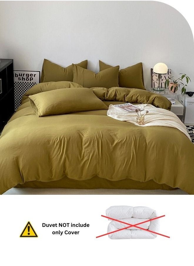 LUNA Home - Queen Size 6 piece Bedding Set Without Filling, Washable Cotton Khaki Color. - Image 1