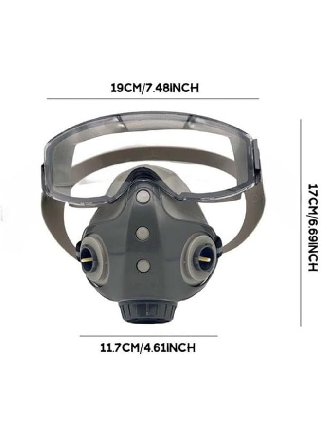 Reusable Half Face Respirator Mask With Goggles For Woodworking Spray Painting Dust Proof - Image 3