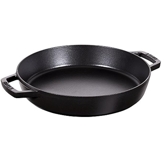 STAUB Paella Pan 34Cm Black Cast Iron Black Matt Enamel Interior Healthy Low Fat Cooking Suitable For All Hob Types Incl Induction Oversafe 260 C Grillsafe Made In France - Image 1