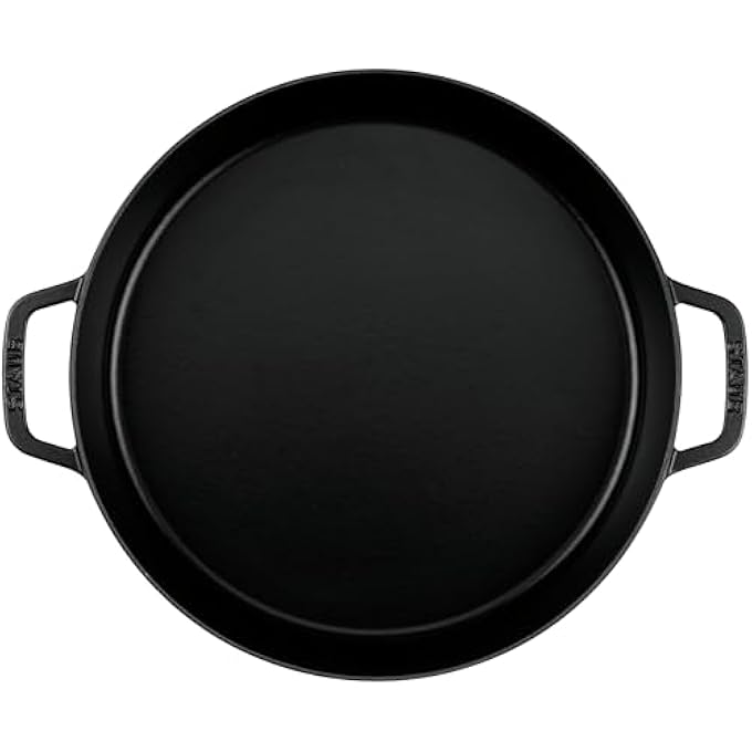 STAUB Paella Pan 34Cm Black Cast Iron Black Matt Enamel Interior Healthy Low Fat Cooking Suitable For All Hob Types Incl Induction Oversafe 260 C Grillsafe Made In France - Image 4