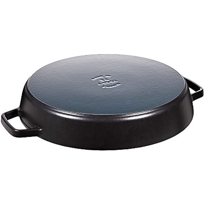 STAUB Paella Pan 34Cm Black Cast Iron Black Matt Enamel Interior Healthy Low Fat Cooking Suitable For All Hob Types Incl Induction Oversafe 260 C Grillsafe Made In France - Image 3