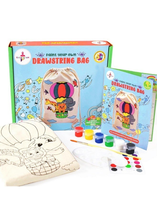 Kalakaram DIY Drawstring Bag Painting Kit, Animal Theme Painting Kit, Pre-Printed Canvas Drawstring Bag, DIY Activity Art and Craft Kit for Girls, Teens, & Kids Age 5, 6,7,8,9+ Kids, Multicolor - Image 1
