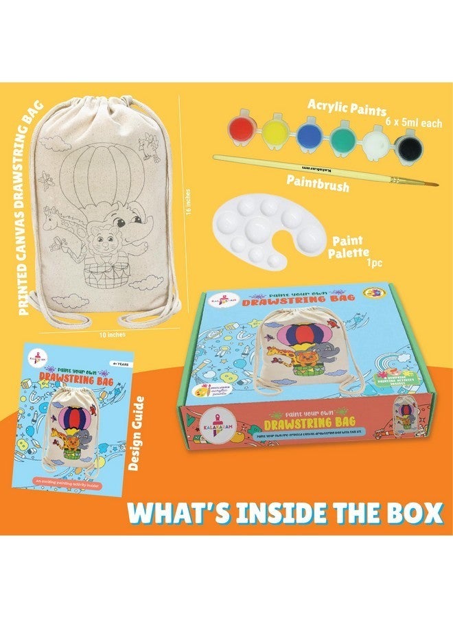 Kalakaram DIY Drawstring Bag Painting Kit, Animal Theme Painting Kit, Pre-Printed Canvas Drawstring Bag, DIY Activity Art and Craft Kit for Girls, Teens, & Kids Age 5, 6,7,8,9+ Kids, Multicolor - Image 3