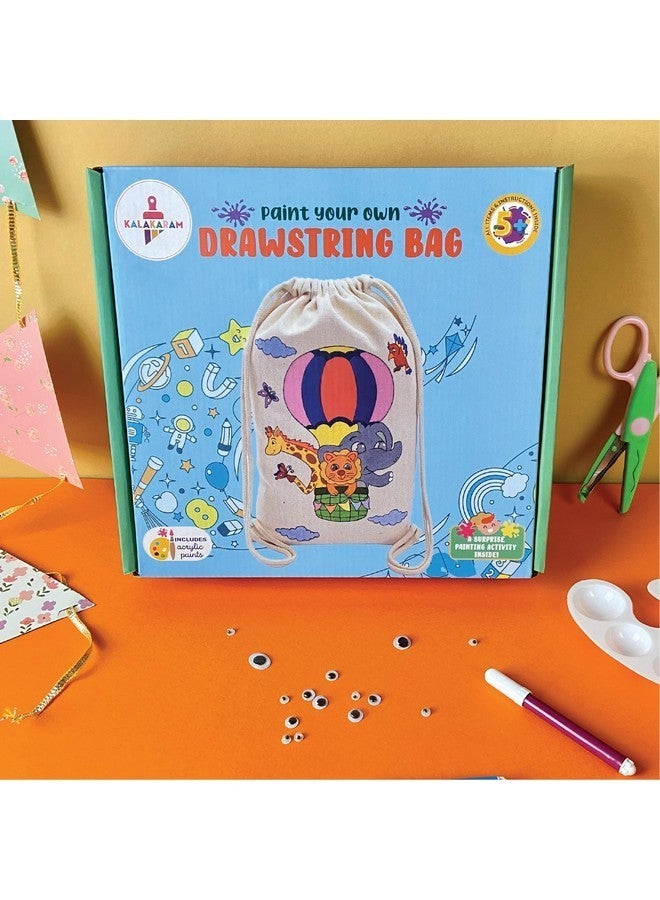 Kalakaram DIY Drawstring Bag Painting Kit, Animal Theme Painting Kit, Pre-Printed Canvas Drawstring Bag, DIY Activity Art and Craft Kit for Girls, Teens, & Kids Age 5, 6,7,8,9+ Kids, Multicolor - Image 2