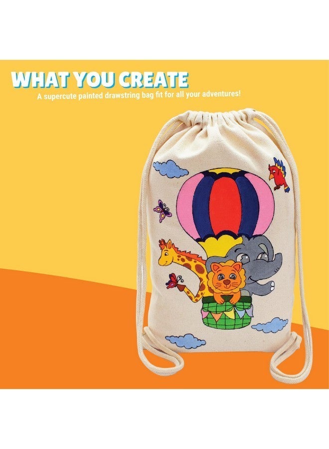 Kalakaram DIY Drawstring Bag Painting Kit, Animal Theme Painting Kit, Pre-Printed Canvas Drawstring Bag, DIY Activity Art and Craft Kit for Girls, Teens, & Kids Age 5, 6,7,8,9+ Kids, Multicolor - Image 4