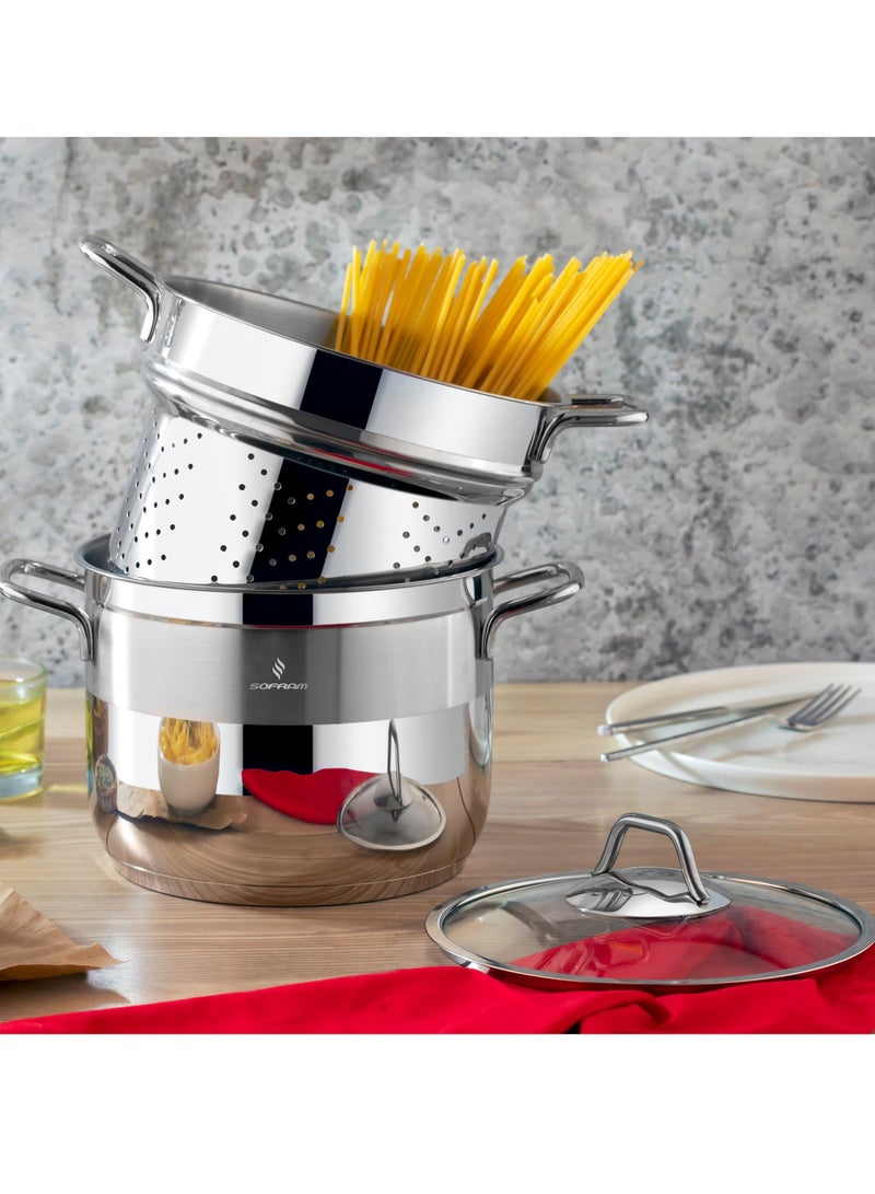 سوفرام قدر طبخ سباجيتي سوفرام استيل تركي مقاس 20 سم - Image 1