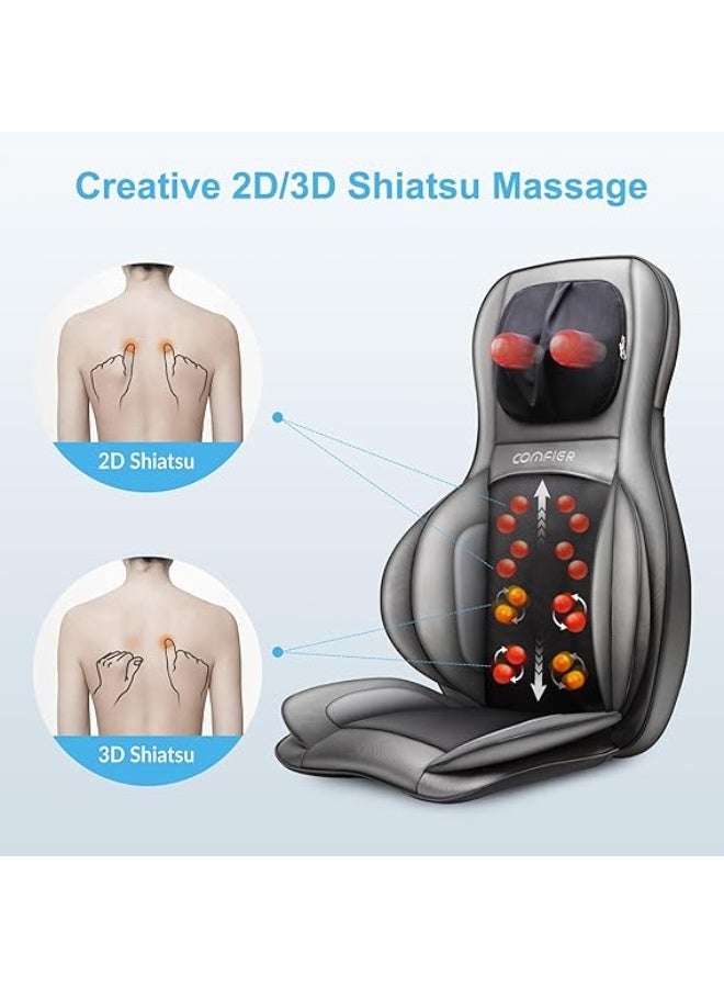 COMFIER Shiatsu Neck Back Massager with Heat, 2D ro 3D Kneading Massage Chair Pad, Adjustable Neck Massage,Seat Massager for Full Body Relaxation, Christmas Gifts for Dad Mom Women Men,Dark Gray - Image 3