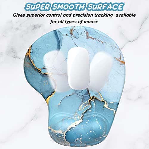 Hsurbtra Ergonomic Mouse Pad with Wrist Rest Support, Gel Mouse Pads with Non-Slip PU Base, Pain Relief Memory Foam Computer Mat, Cute Office Supplies Desk Decro Accessories, Blue Marble - Image 4