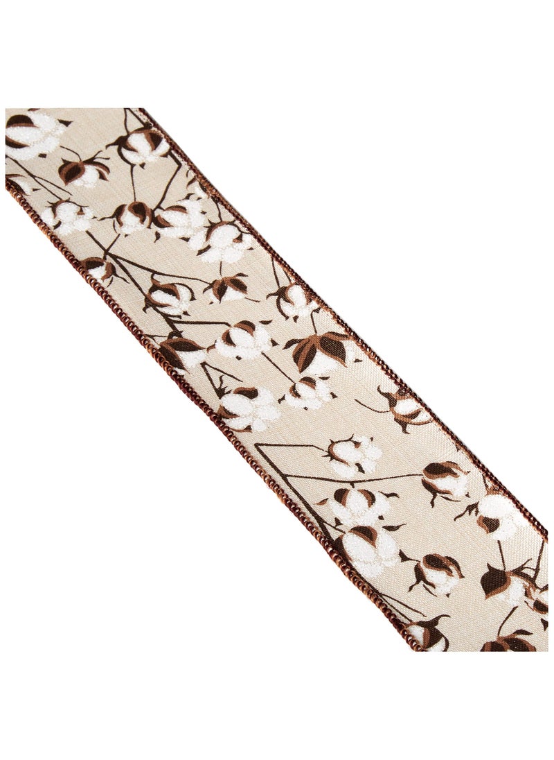 Expressions Expressions 25 x10yd Cotton Pods Ribbon Brown Cream White 