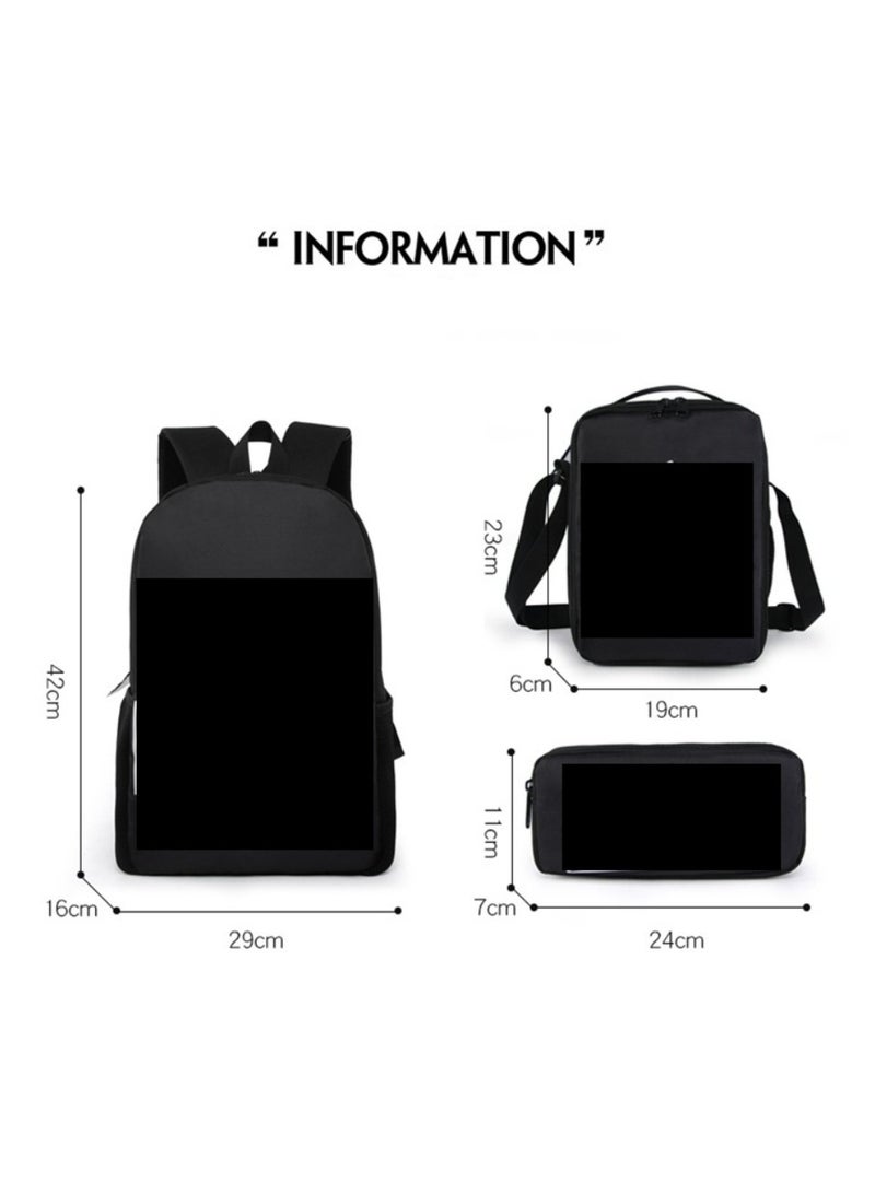 Children's leisure load reducing large capacity printed backpack for elementary school students, 3-piece set - Image 2