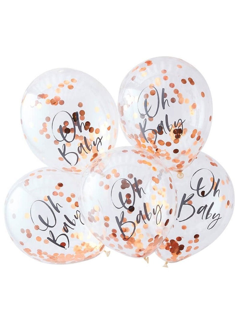 Ginger Ray Oh Baby Rose Gold Confetti Balloons 30cm 5-Pack