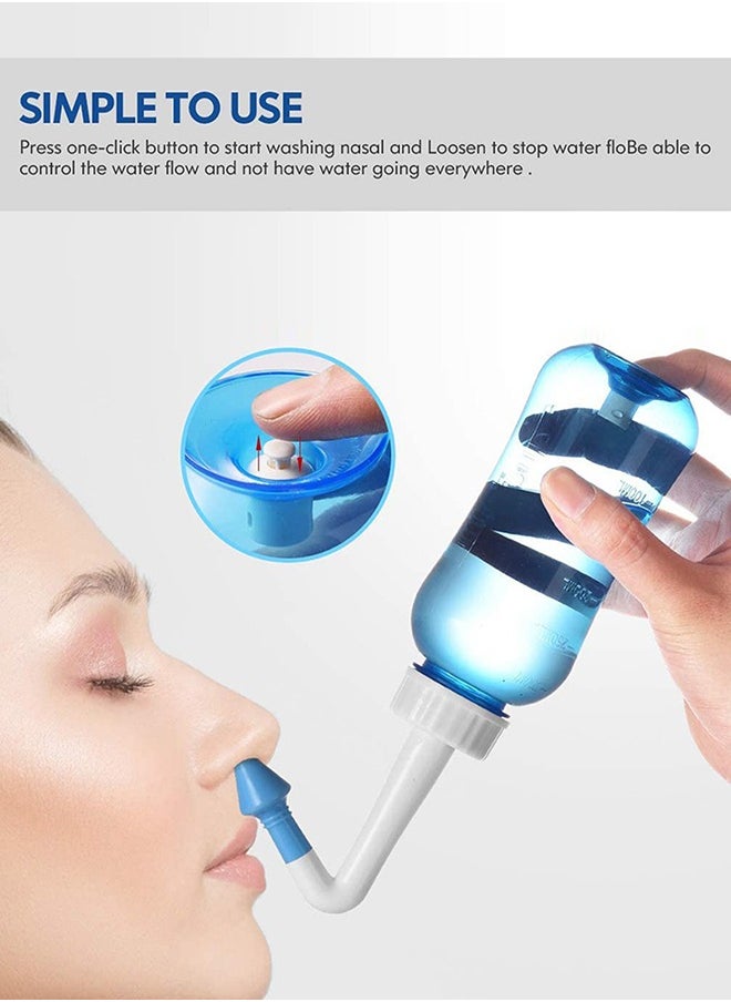 waterpulse - 2-Pcs Neti Pot Sinus Rinse Nasal Wash Bottle,Nose wash Bottle Allergy Cleaner Pressure Irrigation Neti-Pot ,nose cleaner for Adult & Kid BPA Free - Image 1