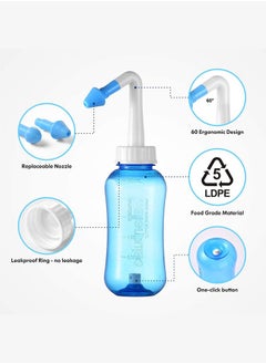 2-Pcs Neti Pot Sinus Rinse Nasal Wash Bottle,Nose wash Bottle Allergy Cleaner Pressure Irrigation Neti-Pot ,nose cleaner for Adult & Kid BPA Free - pzsku/Z0BC0A0DFD0E1451021DAZ/45/_/1710737553/12cf2726-d334-4d98-8d93-c1bb4de793e9