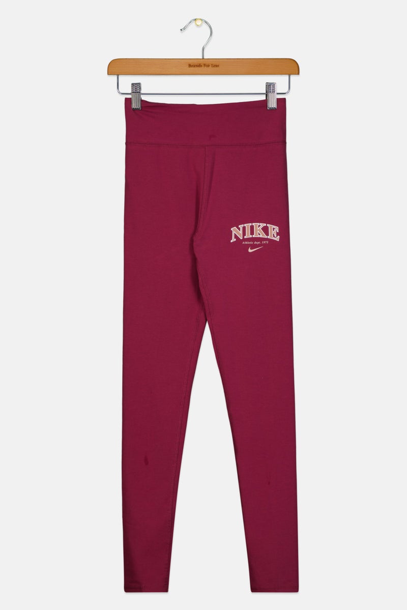 Nike Kids Girl Tights Fit Brand Logo Training Leggings, Plum Red - Image 1