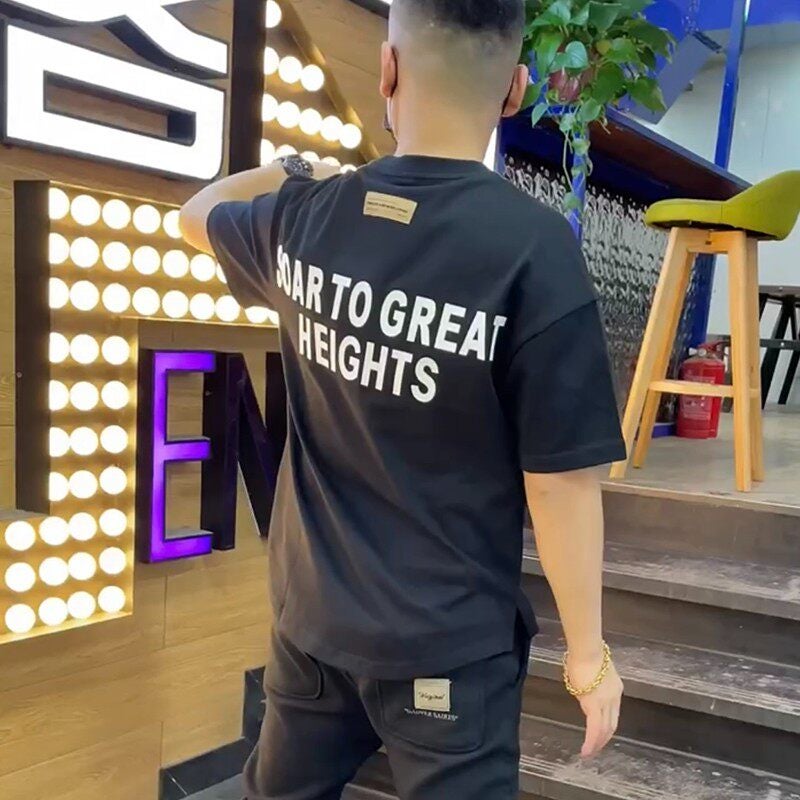 2026 Summer Trendy Brand Round Neck Short Sleeve T-Shirt Men's Pure Cotton Inner Wear Half Sleeve Youth Trendy Letter Printed Clothes - Image 1