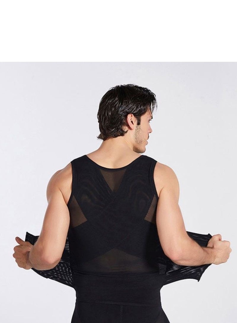 NOVOLAN NOVOLAN Men's Shapewear Garment Button-Up Adjustable Tummy Control Corset Chest Belt Collection Stereotyped Vest Invisible Breathable Fabric, Compression Back Support Versatile Easy to Wear  - Image 2