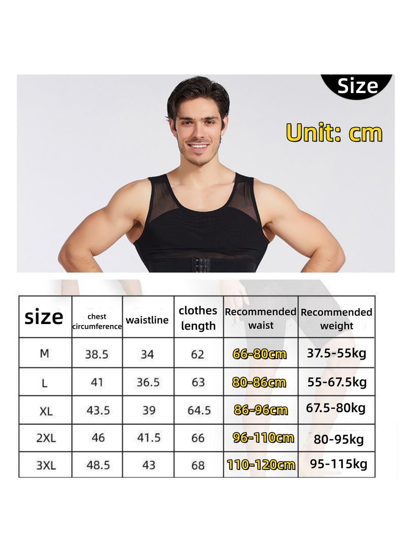 NOVOLAN NOVOLAN Men's Shapewear Garment Button-Up Adjustable Tummy Control Corset Chest Belt Collection Stereotyped Vest Invisible Breathable Fabric, Compression Back Support Versatile Easy to Wear  - Image 3